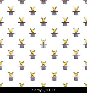Cute bunny rabbit in magic hat pattern seamless Stock Vector