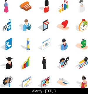 Individual icons set, isometric style Stock Vector