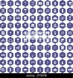 100 home icons hexagon purple Stock Vector