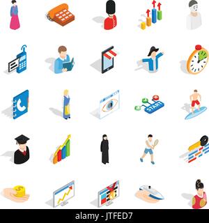 New worker icons set, isometric style Stock Vector