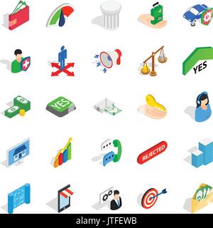 Apprehension icons set, isometric style Stock Vector