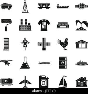 Production icons set, simple style Stock Vector