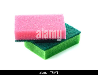 Soft sponge for cleaning and disinfecting water solutions on a white Stock Photo
