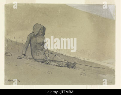 Winslow Homer   Girl Seated on a Hillside Stock Photo