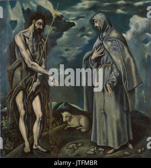 Workshop of El Greco   Saint John the Baptist and Saint Francis of Assisi Stock Photo