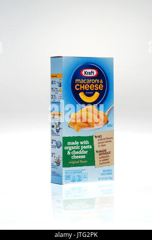 Unopened box of Kraft Organic Pasta Mac and Cheese.on white background. USA Stock Photo