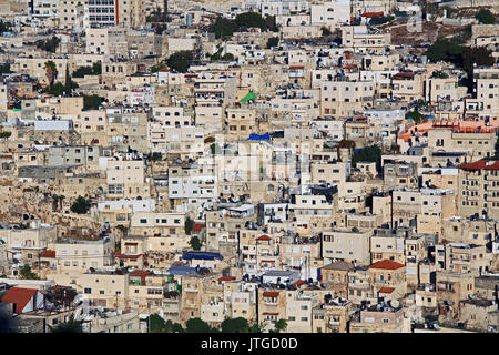 Homes on a hillside in Israel as seen from near the old city of Jerusalem. Stock Photo