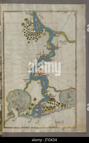 Piri Reis   Map of the River Nile From Its Estuary South Stock Photo