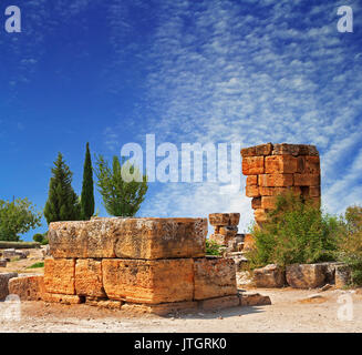 Ruins of an ancient city Hierapolis in Pamukkale, Turkey Stock Photo