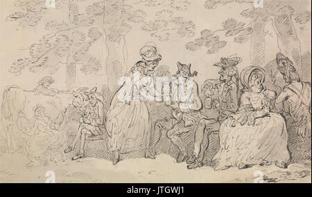 Thomas Rowlandson   Milkmaids and Gentlemen in St. James's Park Stock Photo