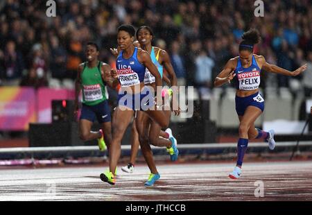 London, UK. 9th August, 2017. Phyllis FRANCIS (USA) wins the womens 400m final. IAAF world athletics championships. London Olympic stadium. Queen Elizabeth Olympic park. Stratford. London. UK. 09/08/2017. Credit: Sport In Pictures/Alamy Live News Stock Photo