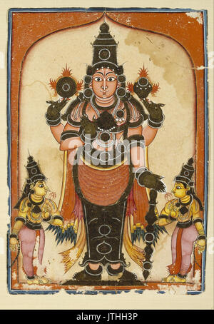 Unknown Indian   Lord Vishnu with Two Consorts, Sree Devi and Bhu Devi Stock Photo