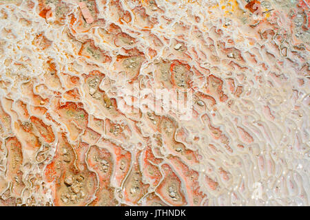 Iron deposits on the surface at Pamukkale travertines, Turkey Stock Photo
