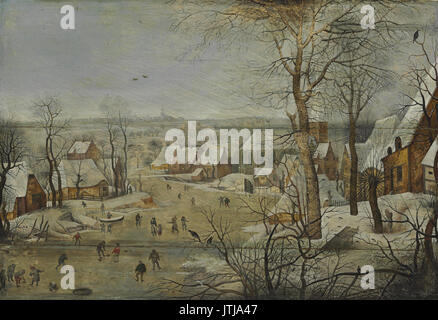 Pieter Brueghel de Jonge   Winterlandschap met vogelval (Christie's 2009) Stock Photo