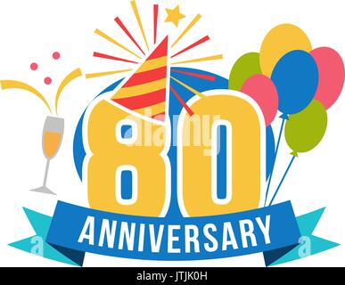Anniversary eighty years number. Stock Vector
