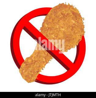 no food with chicken fries icon prohibition sign Stock Vector