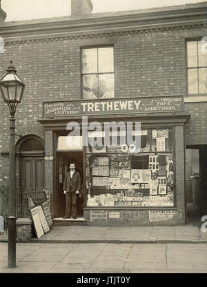 Edwardian shopfront, Newsagent, tobacconist, Merseyside, historic archive photograph Stock Photo