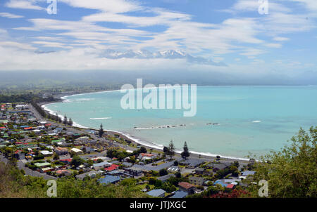 Panoramic view of tourist and Whale watching town Kaikoura, New Zealand. Stock Photo