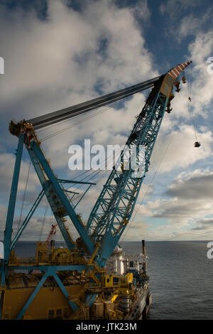 Saipem S7000 heavy lifting Vessel removing a module of a North Sea oil ...