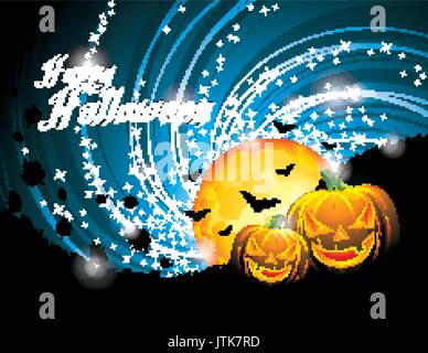 Vector Halloween Party Background with Pumpkins and Moon. EPS 10 illustration. Stock Vector