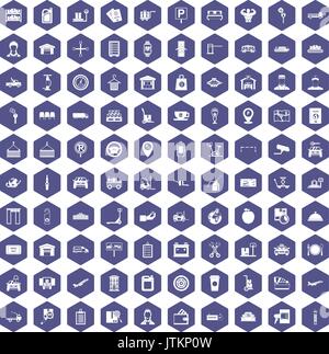 100 loader icons hexagon purple Stock Vector