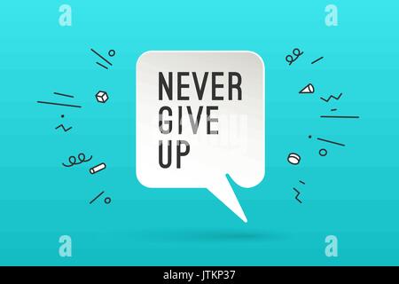 Poster with text Never Give Up Stock Vector
