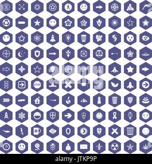 100 logotype icons hexagon purple Stock Vector