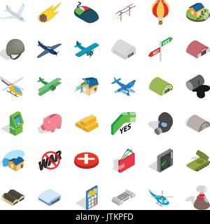Long war icons set, isometric style Stock Vector