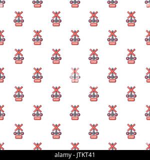 Traffic light stop railway pattern seamless Stock Vector