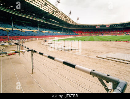 Rare stock photos of the empty interior of the old Wembley Stadium (Twin Towers) taken on a private tour 19th March 1999. Stock Photo