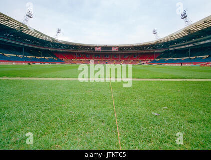 Rare stock photos of the empty interior of the old Wembley Stadium (Twin Towers) taken on a private tour 19th March 1999. Stock Photo