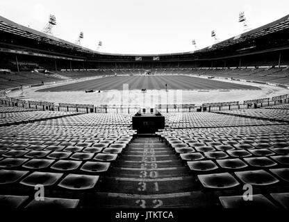 Rare stock photos of the empty interior of the old Wembley Stadium (Twin Towers) taken on a private tour 19th March 1999. Stock Photo