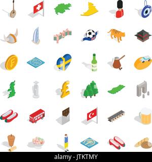 Great world icons set, isometric style Stock Vector