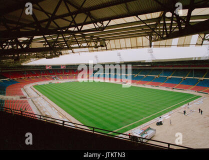 Rare stock photos of the empty interior of the old Wembley Stadium (Twin Towers) taken on a private tour 19th March 1999. Stock Photo