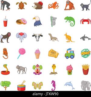 Good zoo icons set, cartoon style Stock Vector