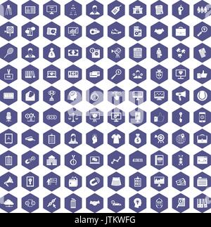 100 partnership icons hexagon purple Stock Vector