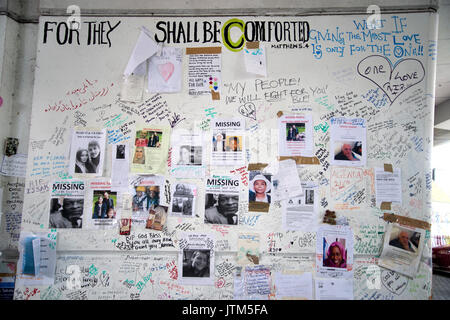 Grenfell Tower, West London. Aftermath of the tragedy. Memorial to victims of the fire. Stock Photo
