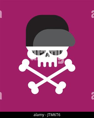Skull in baseball cap isolated .Head of skeleton in hat Stock Vector