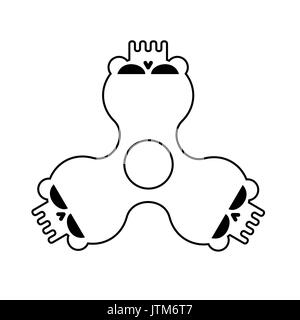 Spinner skull isolated. Bones Fidget finger toy. Halloween Anti Stress Hand Toy Stock Vector