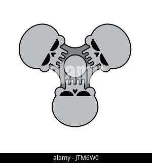 Spinner skull isolated. Bones Fidget finger toy. Halloween Anti Stress Hand Toy Stock Vector