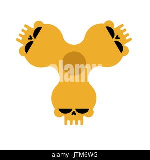 Spinner skull isolated. Bones Fidget finger toy. Halloween Anti Stress Hand Toy Stock Vector
