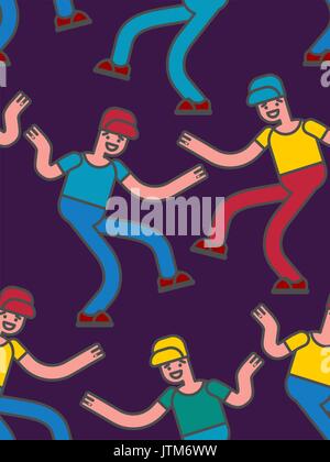 Street dancing seamless pattern. Guy dancing background Stock Vector