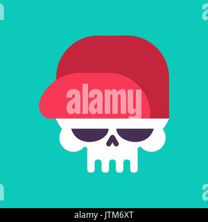 Skull in baseball cap isolated .Head of skeleton in hat Stock Vector