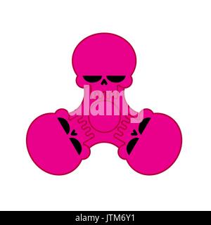 Spinner skull isolated. Bones Fidget finger toy. Halloween Anti Stress Hand Toy Stock Vector