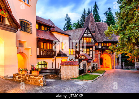 Sinaia, Romania. Typical architecture with german influence in the city from Carpathian Mountains. Stock Photo