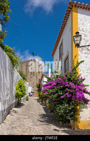 Obidos is an historical town and a municipality in the Oeste Subregion in Portugal. The town proper has approximately 3100 inhabitants and represents  Stock Photo