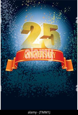 Background with design elements for the poster celebrating twenty-fifth anniversary Stock Vector