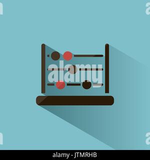 Abacus icon with shadow on blue background Stock Vector