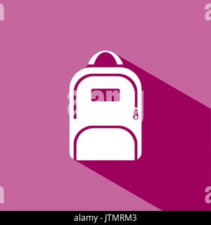Backpack icon with shadow on pink background Stock Vector