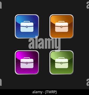 Briefcase icon on colored square web buttons Stock Vector